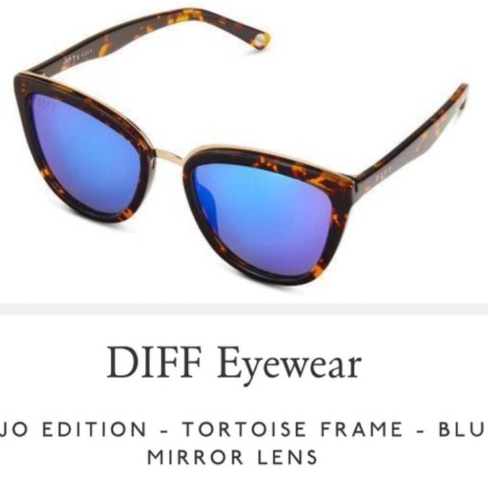 DIFF JOJO edition sunglasses. Blue lenses. Tortious frame.